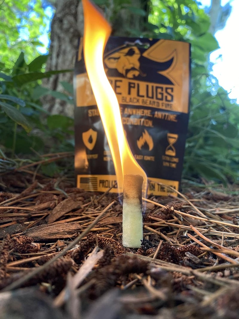 Black Beard Fire Starter Black Beard Fire Plugs (50 Plugs) | 100% Weatherproof Fire Starter for Campfires | Can Light 50+ Fires | Extra Long Burn Time | 30 Yr Shelf Life for Emergency Survival Kits | Made in USA, Yellow - Image 4